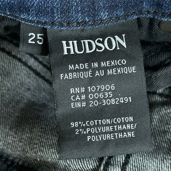 Hudson Barbara High Waist Super Skinny Blue Black Two Tone Jeans Size 25 - Picture 10 of 12